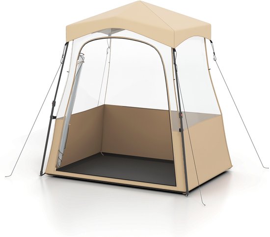 COSTWAY Sporttent, transparante tent met helder zicht, robuust frame en draagtas, campingtent outdoor, pop-up bubble tent voor sporten, aanmoedigen, kamperen van Merkloos