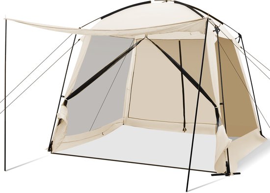 COSTWAY Tent voor 6-8 personen, campingtent met voortent, waterdicht, familietent met draagtas voor trekking, kamperen van Costway