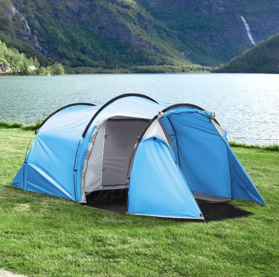 COVREO Tunneltent 426x206x154 cm lichtblauw polyester, voor 2-3 personen