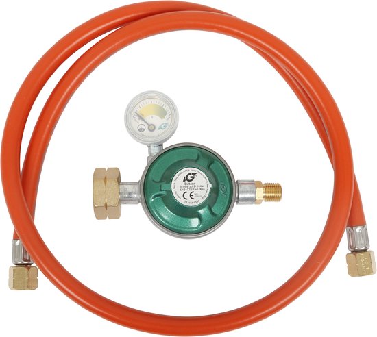 Cozze Regulator – Gasregelaar – Manometer – 1,1 m Slang – NL/LUX van Merkloos