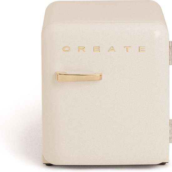 CREATE - Koelkast in retrostijl - Gebroken wit - Handvat Goud - FRIDGE RETRO 48L van create