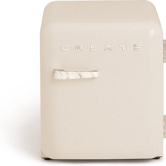 CREATE - Koelkast in retrostijl - Gebroken wit - Handvat Marmer - FRIDGE RETRO 48L
