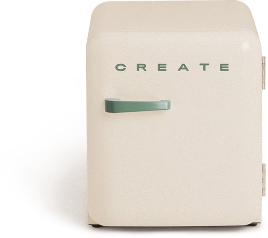 CREATE - Koelkast in retrostijl - Gebroken wit - Handvat Sage - FRIDGE RETRO 48L