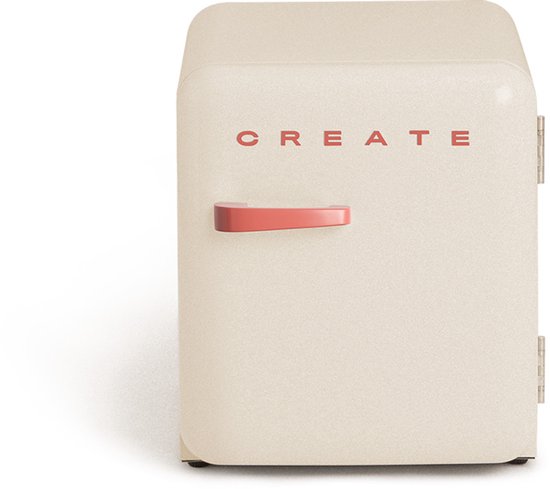 CREATE - Koelkast in retrostijl - Gebroken wit - Handvat Terracotta - FRIDGE RETRO 48L
