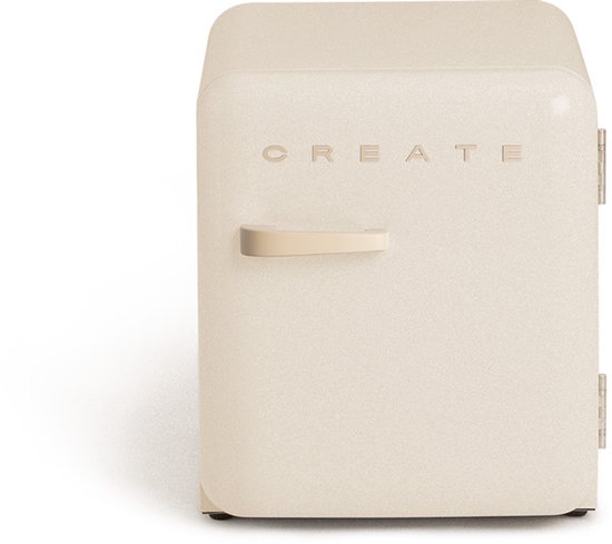 CREATE - Koelkast in retrostijl - Gebroken wit - Handvat Zand - FRIDGE RETRO 48L