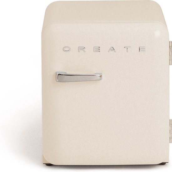 CREATE - Koelkast in retrostijl - Gebroken wit - Handvat Zilver - FRIDGE RETRO 48L