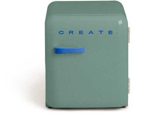 CREATE - Koelkast in retrostijl - Sage - Handvat Kobaltblauw - FRIDGE RETRO 48L
