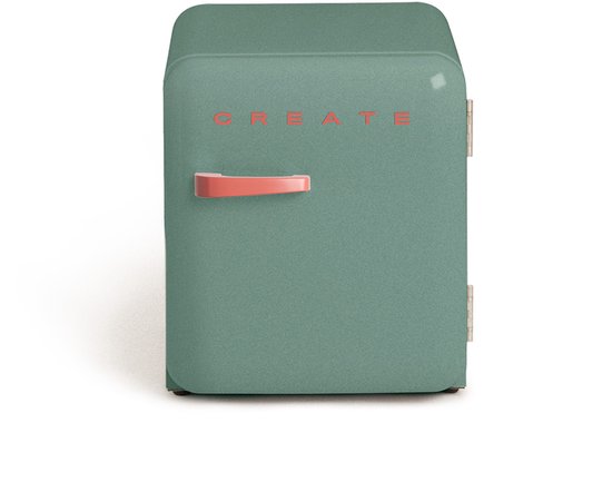 CREATE - Koelkast in retrostijl - Sage - Handvat Terracotta - FRIDGE RETRO 48L van create