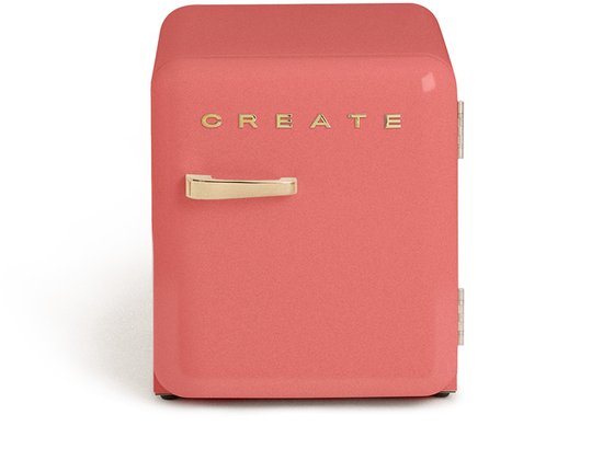 CREATE - Koelkast in retrostijl - Terracotta - Handvat Goud - FRIDGE RETRO 48L