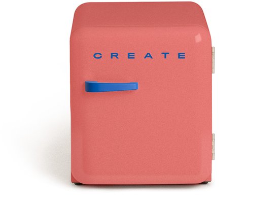 CREATE - Koelkast in retrostijl - Terracotta - Handvat Kobaltblauw - FRIDGE RETRO 48L