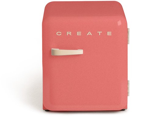 CREATE - Koelkast in retrostijl - Terracotta - Handvat Zand - FRIDGE RETRO 48L