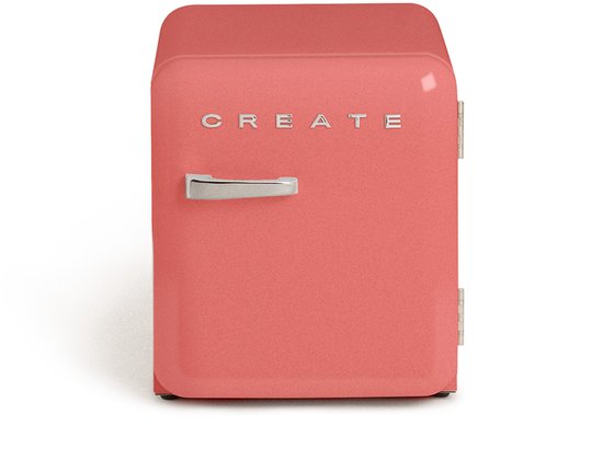 CREATE - Koelkast in retrostijl - Terracotta - Handvat Zilver - FRIDGE RETRO 48L
