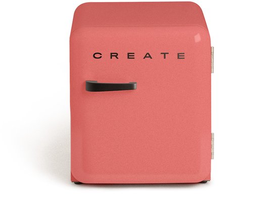 CREATE - Koelkast in retrostijl - Terracotta - Handvat Zwart - FRIDGE RETRO 48L