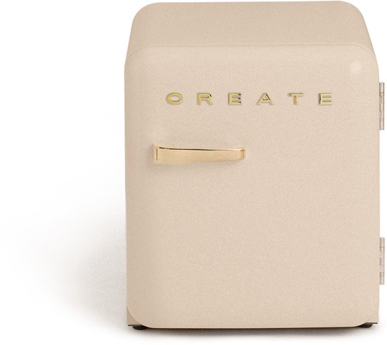 CREATE - Koelkast in retrostijl - Zand - Handvat Goud - FRIDGE RETRO 48L