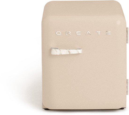 CREATE - Koelkast in retrostijl - Zand - Handvat Marmer - FRIDGE RETRO 48L