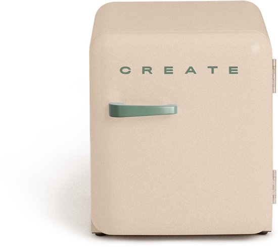 CREATE - Koelkast in retrostijl - Zand - Handvat Sage - FRIDGE RETRO 48L van create