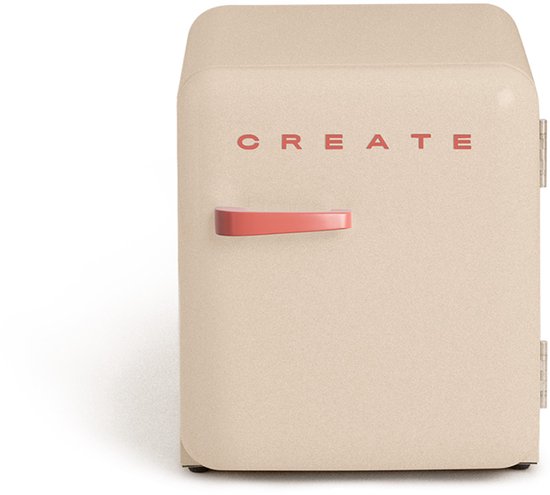 CREATE - Koelkast in retrostijl - Zand - Handvat Terracotta - FRIDGE RETRO 48L