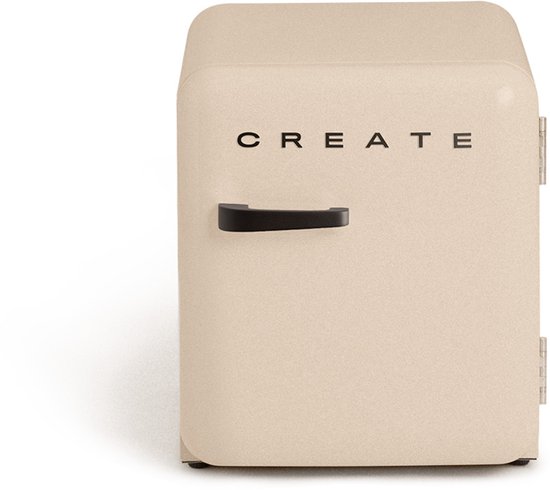 CREATE - Koelkast in retrostijl - Zand - Handvat Zwart - FRIDGE RETRO 48L van create