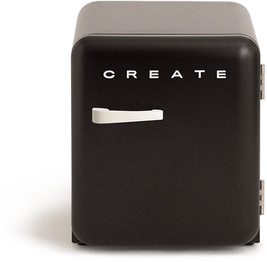 CREATE - Koelkast in retrostijl - Zwart - Handvat Gebroken wit - FRIDGE RETRO 48L van create