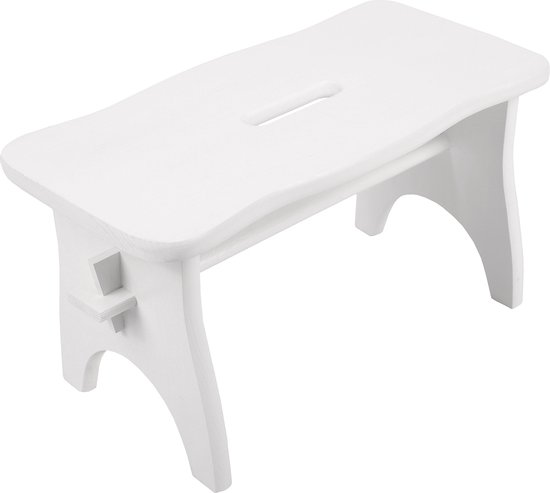 Creative Deco Voetenbank Opstapkruk Houten Krukje Opstapje Kinderkruk - Wit Voetkrukje Stapje - 38 x 19 x 21 cm - Dennenhout - Kinderen van Creative
