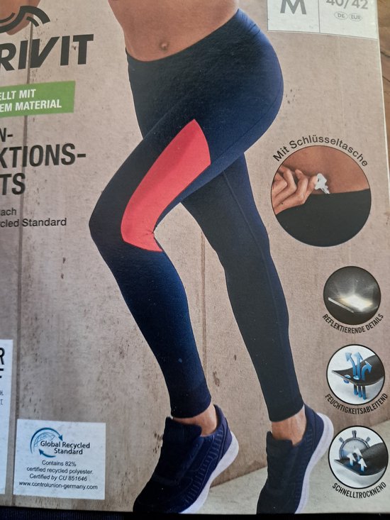 Crivit Dames Legging - Maat M 40/42 - Blauw/roze - Met Sleutelzakje van CRIVIT
