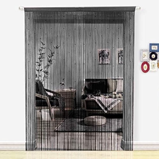 CRLYN® Deurgordijn Kralen - Macrame - Zwart - 90x245cm