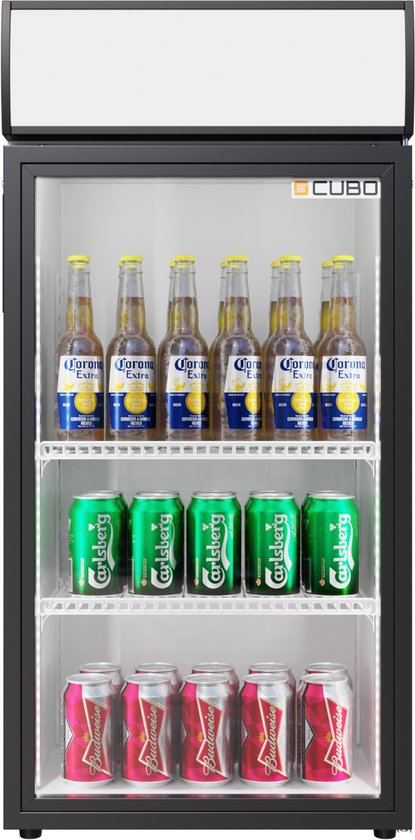 Cubo Tafelmodel Barkoelkast 84L - 1 Scharnierende Glazen Deur - Energiezuinig - CS-80H-EE van Cubo