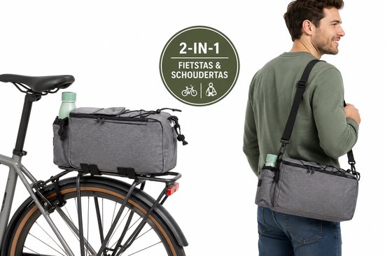 CUHOC Fiets Koeltas Grijs - Geïsoleerde Fietstas - Koeltas Voor Fiets - Stuurtas - Koeltas 17x18x40 cm