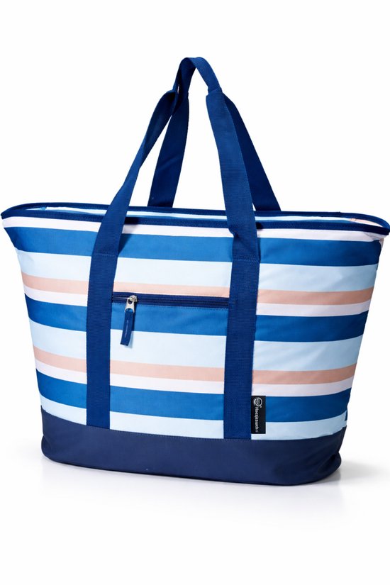 CUHOC Koeltas 24 Liter Strandtas Blauw – Grote Geïsoleerde Koeltas met Koelvak, Rits, PEVA Koelvoering – Voor Strand, Picknick & Boodschappen van Merkloos