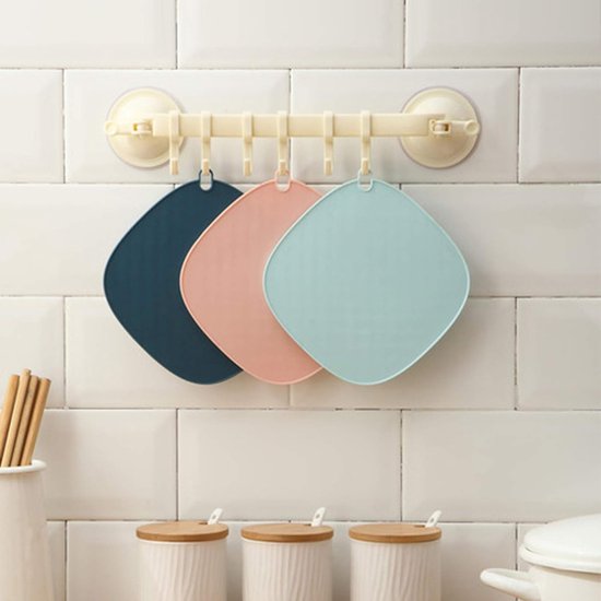 Cuhostki 3pcs Food-Grade Silicone Heat-Resistant Mat Set - Pastel Blue Green, Square Design van Cuhostki