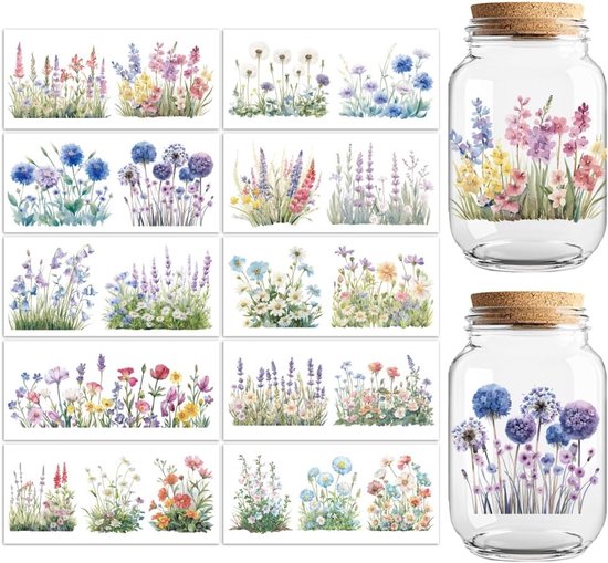 Cup stickers 10 sheets - waterproof vinyl - unieke bloemen en patronen - personaliseer je drinkbeker - ShopVlot