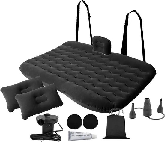 Currentgoodz - Auto Opblaasbare Luchtmatras - Reismatras - Auto Slaapmatrasbed - Reismatras Met Luchtpomp - 130 x 80CM - Zwart van Currentgoodz