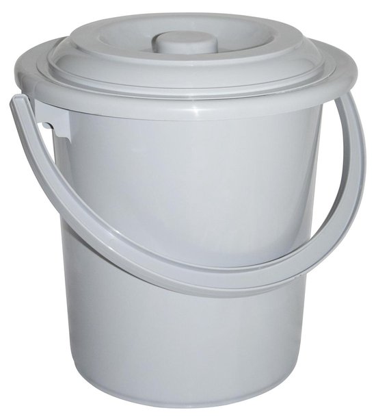 Curver Camping Toiletemmer - met Deksel - 5 l - Ø 23,5 cm - Lichtgrijs van Curver