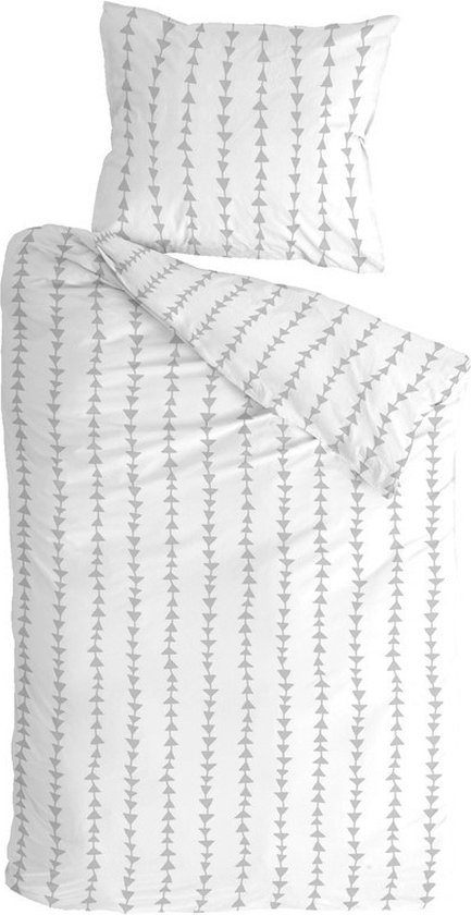 Customer Label Byrklund Dekbedovertrek Just Arrows - 140x220 - 100% Katoen - Wit / Grijs van Merkloos