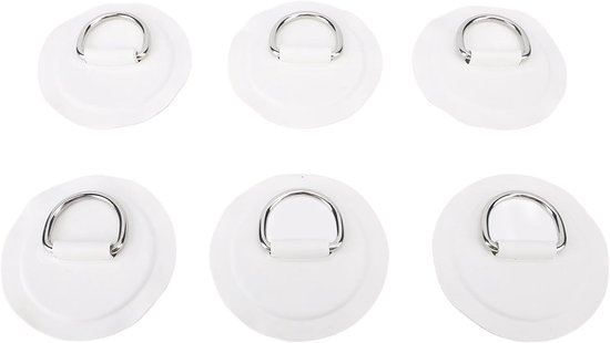 D-Ring Patchkit - Bungeetouw Koordhaken - Opblaasboot Bevestigen - Roestvrij Staal PVC - 6 Delig - Wit van Merkloos
