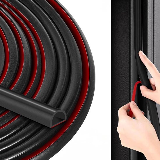 D Shape Rubber Weather Stripping voor Deuren en Ramen - Zelfklevende Silicone Dichtstrip voor Geluiddemping en Isolatie - Geschikt voor 4 tot 8mm Kieren van Merkloos