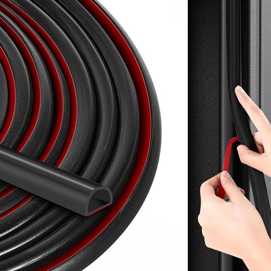 D Shape Rubber Weather Stripping - Zelfklevende Siliconen Deurafdichting voor Geluiddemping en Isolatie, Geschikt voor 3 tot 6mm Kieren bij Deuren en Ramen