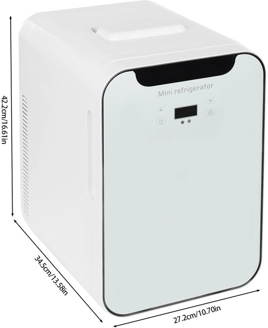 D&A Mini koelkast - Minibar - Minikoelkast - Mini koelkast voor drinken - Mini koelkastje - Mini koelkasten - 20 Liter - Wit