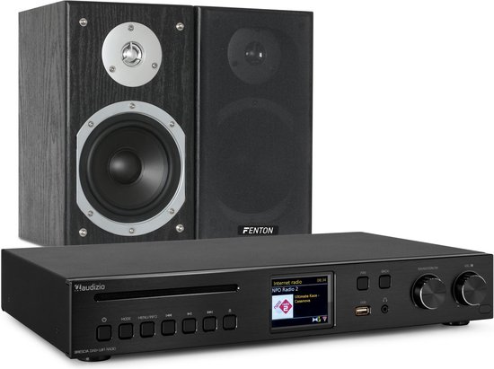 DAB radio met Bluetooth - Audizio Brescia - Internet radio met wifi, mp3, cd en speakers - Zwart van DAB