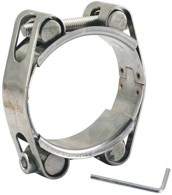 Dailygoods - 120-130 mm Heavy Duty T-bout slangklem 304 roestvrij staal dubbele kop dubbellaagse slangpijp klem buisklemmen bandbreedte 24 mm (1 stuks met sleutel)