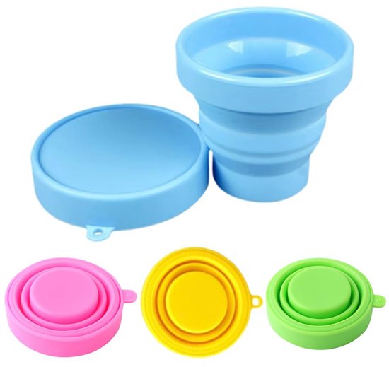 Dailygoods - 4 stuks opvouwbare siliconen bekers - Draagbare drinkbekers voor reizen en kamperen