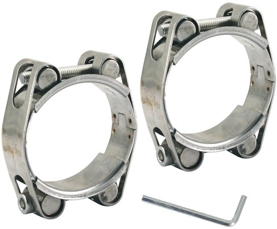 Dailygoods - 75-85 mm Heavy Duty T-bout slangklem 304 roestvrij staal dubbele kop dubbellaagse slangbuisklem buisklemmen bandbreedte 20 mm (2 stuks met sleutel)