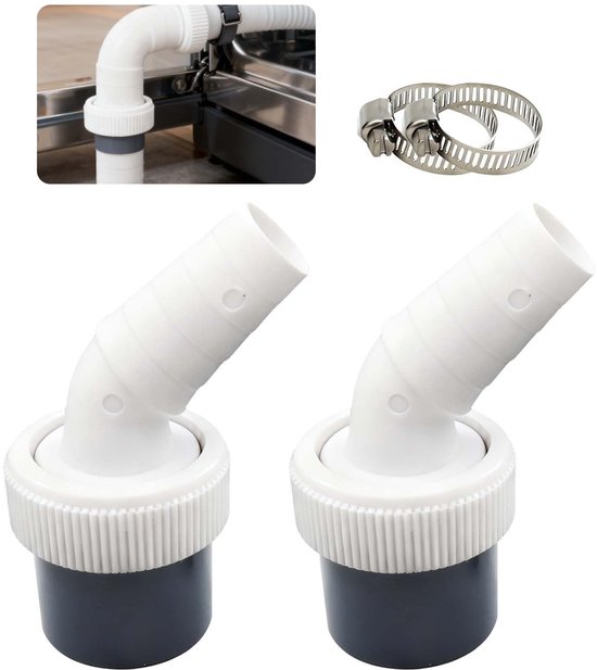 Dailygoods- Afvoeradapter 2 Stuks - Ø 18-24 mm - Afvoer 40 mm Buis - Slangklem - Vaatwasser/Droger - Eenvoudige Installatie - Afvoerconnector