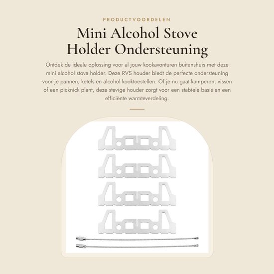 Dailygoods- Alcoholkachelhouder - Roestvrij Stalen Houder - 2 Stuks - Geschikt voor Kettles/Pannen - Ideaal voor Kamperen/Picknicken - Verstelbare Stabiliteit - Branders