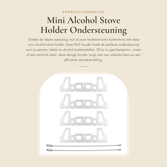 Dailygoods- Alcoholkachelhouder - Roestvrij Stalen Houder - 2 Stuks - Geschikt voor Kettles/Pannen - Ideaal voor Kamperen/Picknicken - Verstelbare Stabiliteit - Branders van Dailygoods