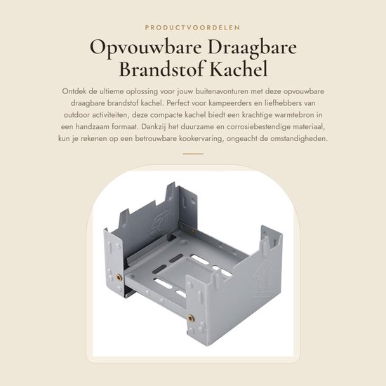 Dailygoods- Brandstofkachel Opvouwbaar - Lichtgewicht Kampeer Fornuis - Duurzaam Materiaal - Compact Ontwerp - Voor Binnen/Buiten Gebruik - Afmetingen 95mm x 75mm x 20mm - Kampeerfornuis van Dailygoods