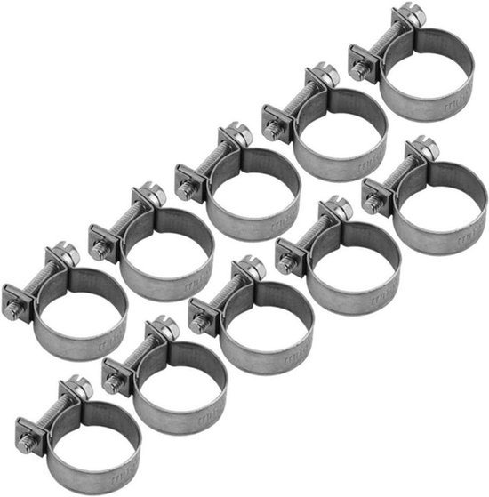 Dailygoods- Brandstofslang Klem - 10 Stuks - RVS Slangklemmen - Verstelbare Diameter 6-20mm - Hoogwaardige 304 Roestvrij Staal - Schokbestendig en Duurzaam - Slangklem