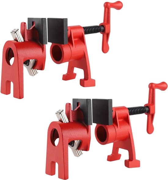 Dailygoods- Buisbeugels Set van 2 - 3/4 Inch Lijmklemmen - Hout Klemmen - Snelsluiting Klem - Robuuste Constructie - Hoogwaardige IJzer. - Houtklem