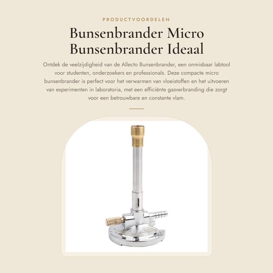 Dailygoods- Bunsenbrander Micro - Enkele Buis - Gaslicht - Vloeibaar Propaan - Laboratorium Verwarming - Compact Ontwerp - Laboratoriumbrander