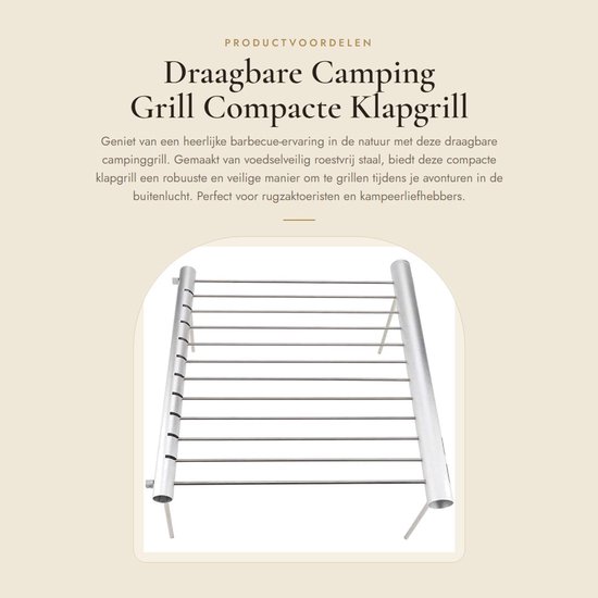 Dailygoods- Campinggrill Draagbaar - Klapgrill - Roestvrij Staal - Lichtgewicht - Eenvoudig te Reinigen - Veilig en Robuust - Barbecue